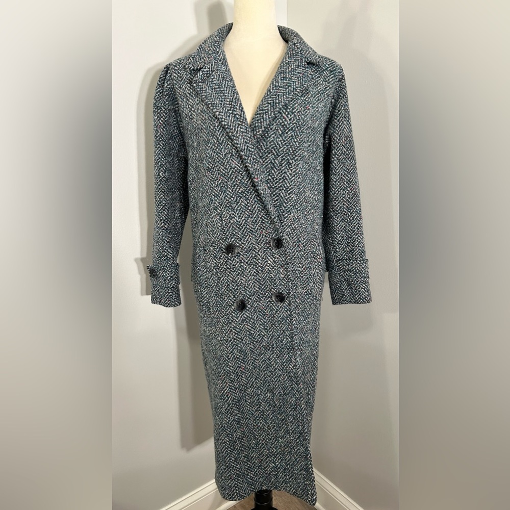 Fabulous knit VINTAGE winter trenchcoat from New York Girl (NYG) - Black, Teal